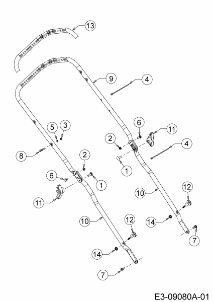 Ersatzteile MTD Benzin Rasenmäher mit Antrieb LMEX 46 K Typ: 12A-TH7D682  (2016) Holm 