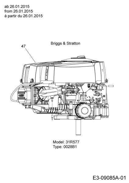 Cub Cadet Ersatzteile Rasentraktoren CC 1016 AF 13BD90AF603  (2015) Motor Briggs & Stratton ab 26.01.2015