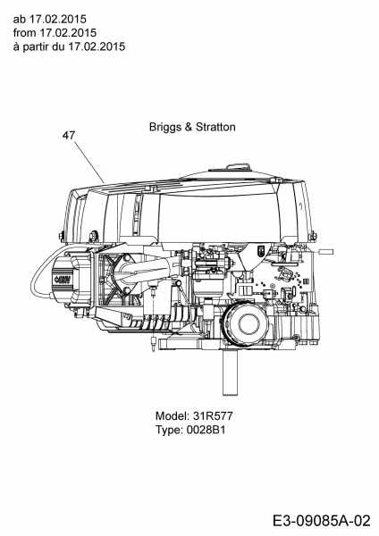 Cub Cadet Ersatzteile Rasentraktoren CC 1016 AE 13HD90AE603  (2015) Motor Briggs & Stratton ab 17.02.2015