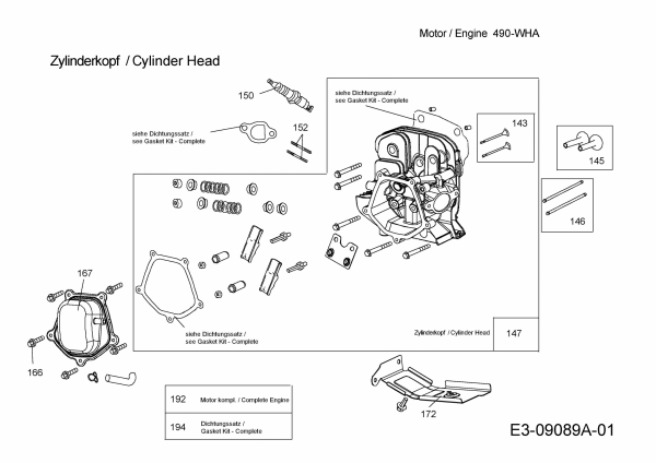 Ersatzteile MTD-Motoren Horizontal 490-WHA Typ: 752Z490-WHA  (2015) Zylinderkopf
