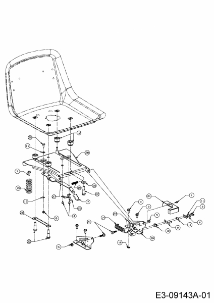 Ersatzteile MTD Rasentraktor Black 200-107 TB Typ: 13HT76KG615  (2016) Sitzträger 