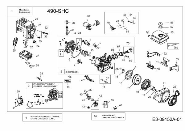 Ersatzteile MTD-Motoren Horizontal 490-SHC Typ: 752Z490-SHC  (2015) Motor