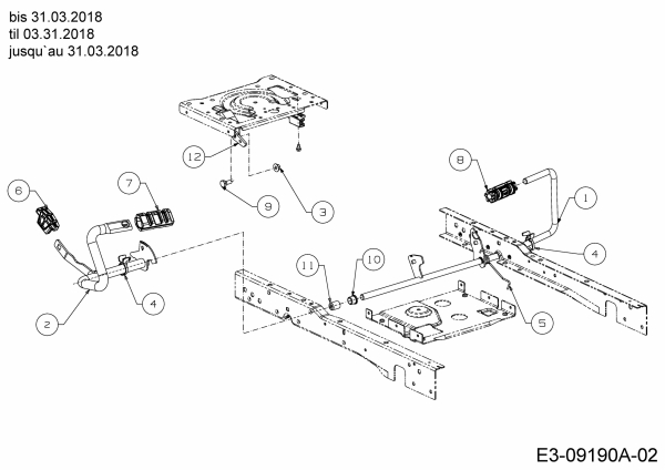 Cub Cadet Ersatzteile Rasentraktoren XT1 OS96 13A8A1CF603  (2018) Pedale bis 31.03.2018