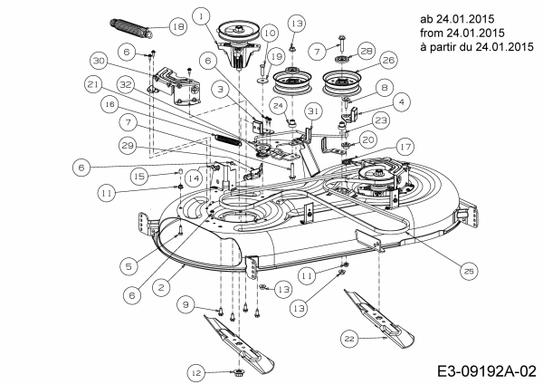 Ersatzteile Troy-Bilt Rasentraktoren TB 2042 Typ: 13APA1KS309 (2015) Mähwerk S (42"/107cm) ab 24.01.2015