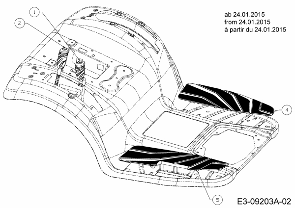 Ersatzteile Troy-Bilt Rasentraktoren TB 2042 Typ: 13APA1KS309 (2015) Mähwerksaushebung, Mähwerkseinschaltung, Trittbrettbelag ab 24.01.2015