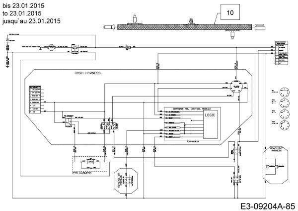 Ersatzteile Troy-Bilt Rasentraktoren TB 2042 Typ: 13APA1KS309 (2015) Schaltplan Elektromagnetkupplung bis 23.01.2015