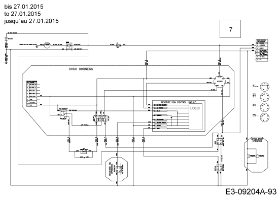 Cub Cadet Ersatzteile Rasentraktoren LX 42 KH 13APA1CS330  (2015) Schaltplan Armaturenbrett bis 27.01.2015