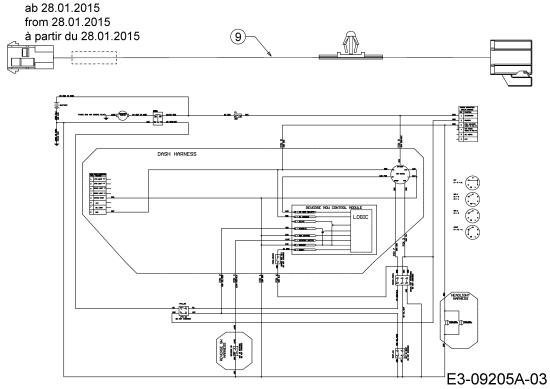 Cub Cadet Ersatzteile Rasentraktoren LX 42 KH 13APA1CS330  (2015) Schaltplan Rückwärtsgang ab 28.01.2015