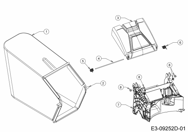 Ersatzteile MTD Benzin Rasenmäher ohne Antrieb Smart 46 PO Typ: 11C-TASJ600 (2020) Grasfangsack, Heckklappe, Leitstück hinten 