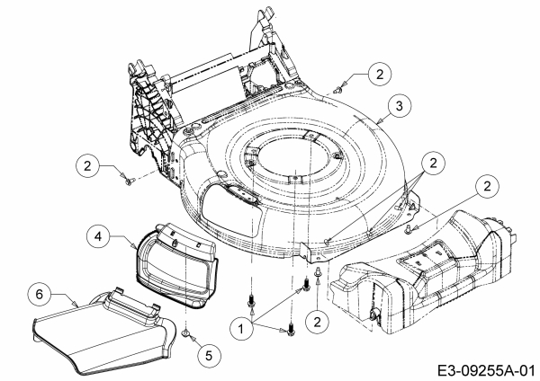 Ersatzteile MTD Benzin Rasenmäher mit Antrieb Smart 53 SPSHHW Typ: 12A-PDCQ600  (2015) Deflektor, Mähwerksgehäuse, Mulchklappe 