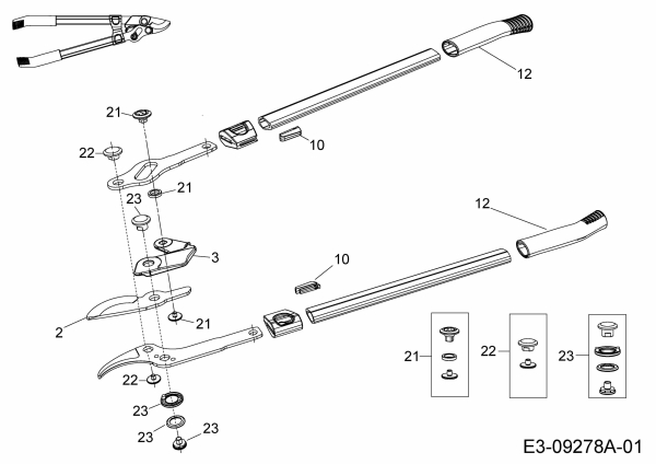 Ersatzteile WOLF-Garten Astschere Power Cut RR 550 Typ: 73AGA003650  (2015) Grundgerät 