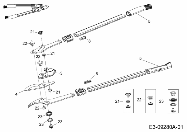 Ersatzteile WOLF-Garten Astschere Power Cut RR 750 Typ: 73AGA006650  (2015) Grundgerät 