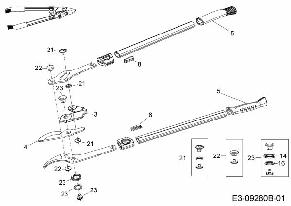 Ersatzteile WOLF-Garten Astschere Power Cut RR 750 Typ: 73BGA006650  (2016) Grundgerät 