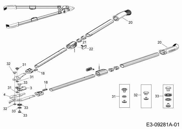 Ersatzteile WOLF-Garten Astschere Power Cut RR 900 T Typ: 73AGA008650  (2015) Grundgerät 
