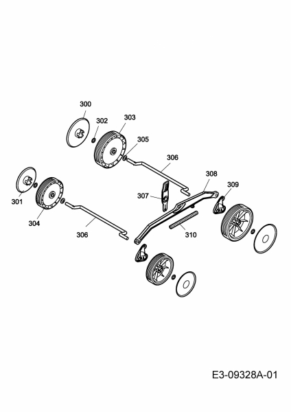 Ersatzteile WOLF-Garten Elektro Rasenmäher ohne Antrieb 537 E Typ: 18AWG1H-613  (2013) Achse, Höhenverstellung, Räder 