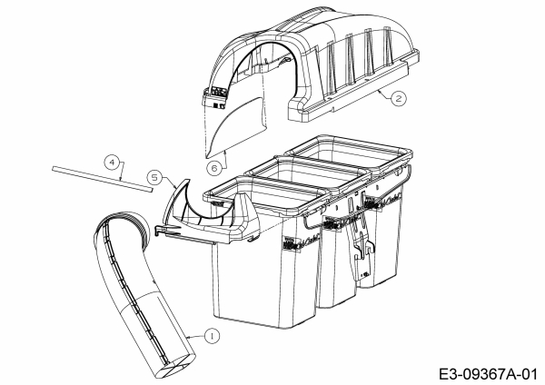 Ersatzteile Zubehör Garten- und Rasentraktoren Grasfangeinrichtung für A Serie (NX-15) mit Mähwerk Q (50/127cm) Typ: 19A30018100  (2018) Grasfangsackdeckel, Obere Röhre