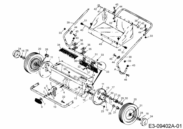 Ersatzteile Zubehör handgeführte Geräte Rasenkehrer 45-0218  (190-142-000) Typ: 190-142-000  (2002) Grundgerät