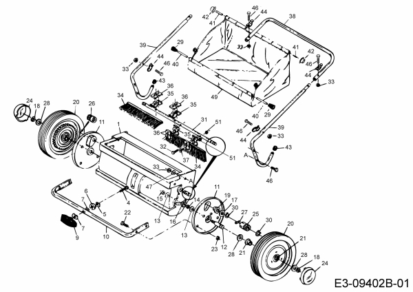 Ersatzteile Zubehör handgeführte Geräte Rasenkehrer 45-02181  (190-142-000) Typ: 190-142-000  (2015) Grundgerät