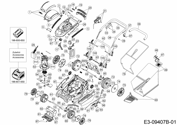 Ersatzteile WOLF-Garten Akku Rasenmäher ohne Antrieb 72V Li-Ion Power 40 Typ: 18AKJJ33650R  (2017) Grundgerät 