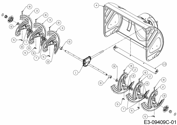 Ersatzteile MTD Schneefräse Optima ME 76 Typ: 31AY5DT5678  (2019) Fräsgehäuse, Schnecke, Schneckengetriebe 