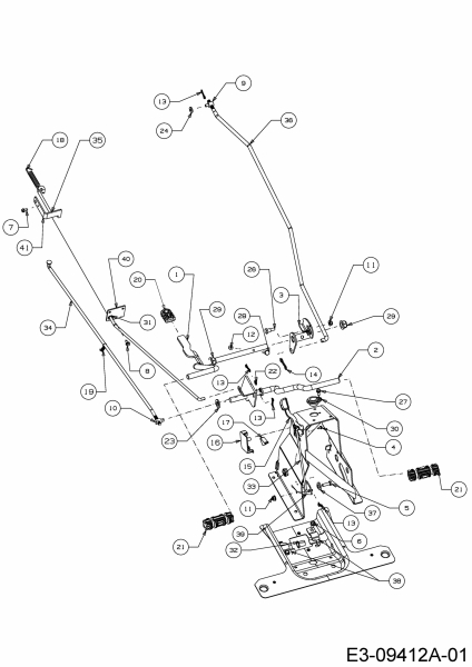 Ersatzteile WOLF-Garten Rasentraktor Scooter Pro Hydro Typ: 13A221HD650  (2016) Bremsstange, Schaltstange, Pedal 