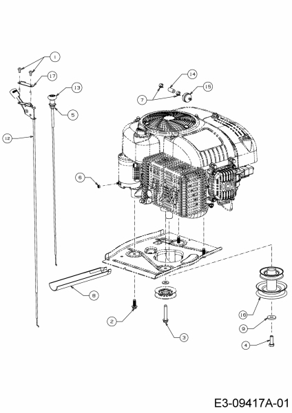Ersatzteile MTD Rasentraktor Minirider 76 SDHE Typ: 13A221JD600  (2016) Choke- und Gaszug, Motorkeilriemenscheibe, Motorzubehör 
