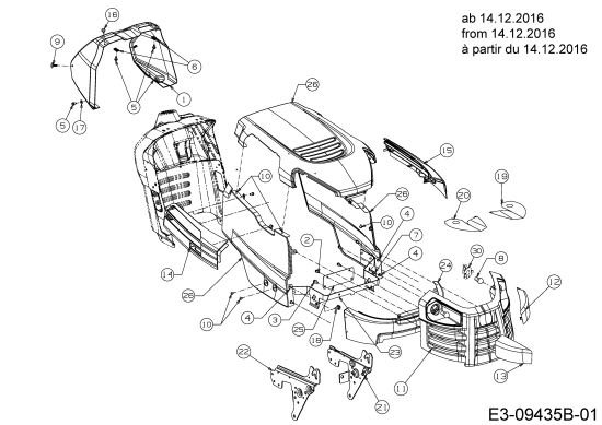 Cub Cadet Ersatzteile Rasentraktoren LT1 NS96 13I276DF603  (2017) Motorhaube D-Style ab 14.12.2016