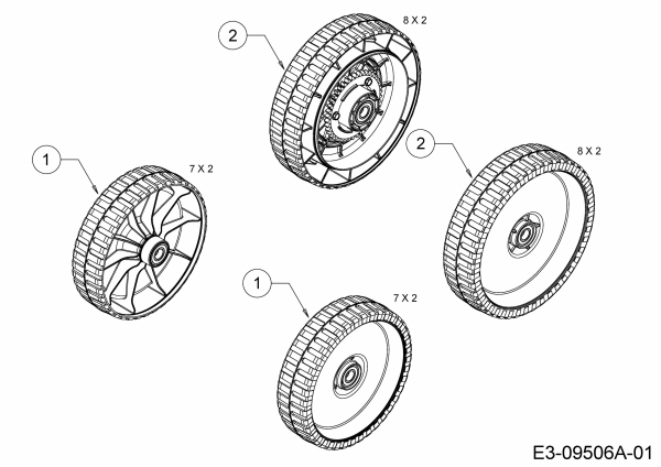 Ersatzteile MTD Benzin Rasenmäher mit Antrieb Smart 46 SPBS Typ: 12B-TY5B600  (2017) Räder 