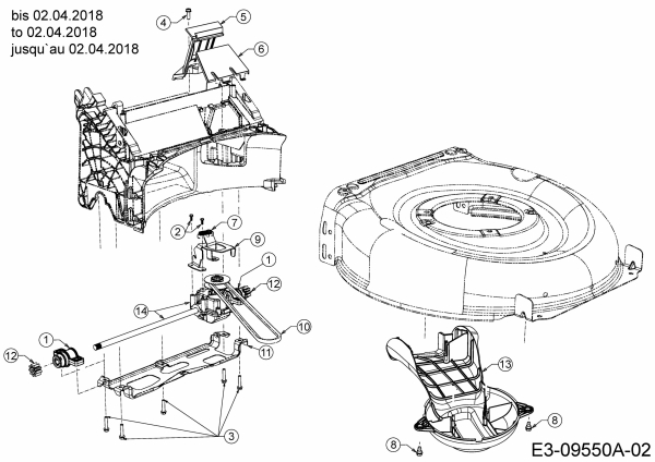 Ersatzteile MTD Benzin Rasenmäher mit Antrieb Optima 53 SPBHW Typ: 12C-PH5L600  (2018) Getriebe, Keilriemen bis 02.04.2018 