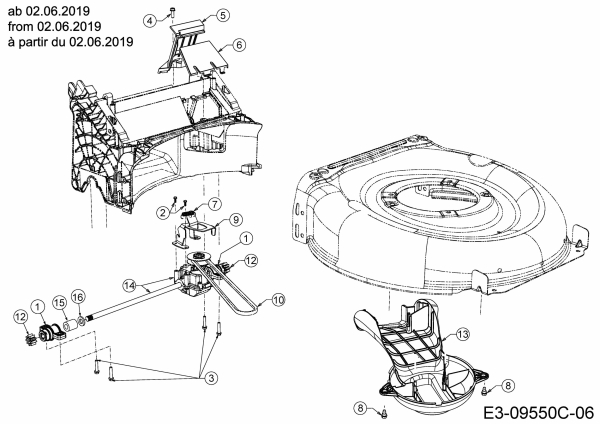 Ersatzteile MTD Benzin Rasenmäher mit Antrieb 53 SPSBHW Typ: 12D-PH5L600 (2019) Getriebe, Keilriemen ab 02.06.2019 