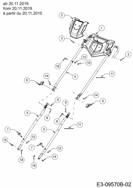 Ersatzteile WOLF-Garten Benzin Rasenmäher mit Antrieb Expert 53 BA V HW Typ: 12ABPV5L650 (2020) Holm ab 20.11.2019 