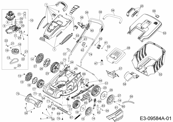 Ersatzteile Wingart Elektromäher ER 1638-2 Typ: 18AKIJH-601  (2016) Grundgerät