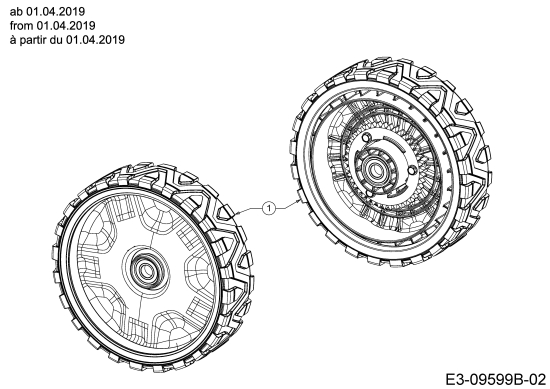 Cub Cadet Ersatzteile Motormäher mit Antrieb LM2 DR46es 12CCTQS7603 (2019) Antriebsrad ab 01.04.2019