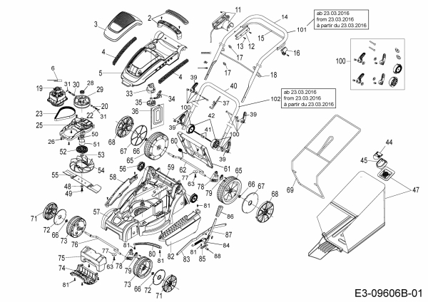 Ersatzteile WOLF-Garten Elektro Rasenmäher ohne Antrieb A 340 E Typ: 18AKEJS2C50  (2016) Grundgerät 