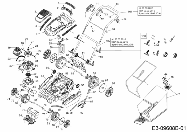 Ersatzteile WOLF-Garten Elektro Rasenmäher ohne Antrieb A 400 E Typ: 18AKMJL2C50  (2016) Grundgerät 