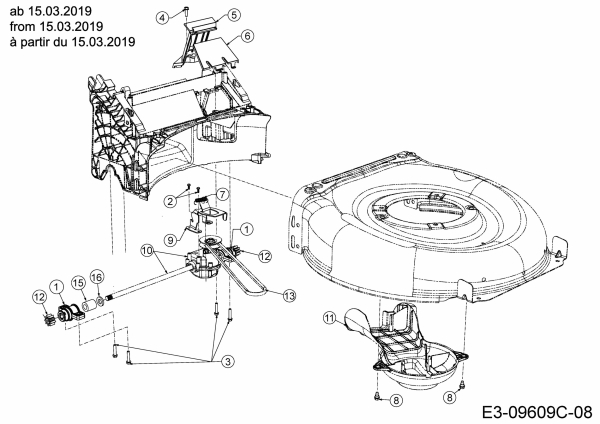 Ersatzteile MTD Benzin Rasenmäher mit Antrieb SMART 53 SPH S Typ: 12A-PCKQ600 (2019) Getriebe, Keilriemen ab 15.03.2019 