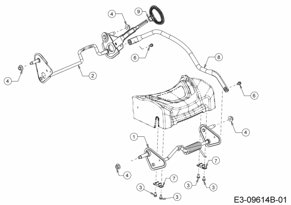 Ersatzteile WOLF-Garten Benzin Rasenmäher mit Antrieb Expert 460 A Typ: 12C-TUKC650 (2019) Achsen, Höhenverstellung 