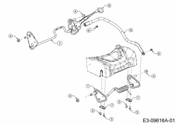 Ersatzteile MTD Benzin Rasenmäher mit Antrieb Optima 53 SPBHWIS Typ: 12CEPH7E600  (2017) Achsen, Höhenverstellung 