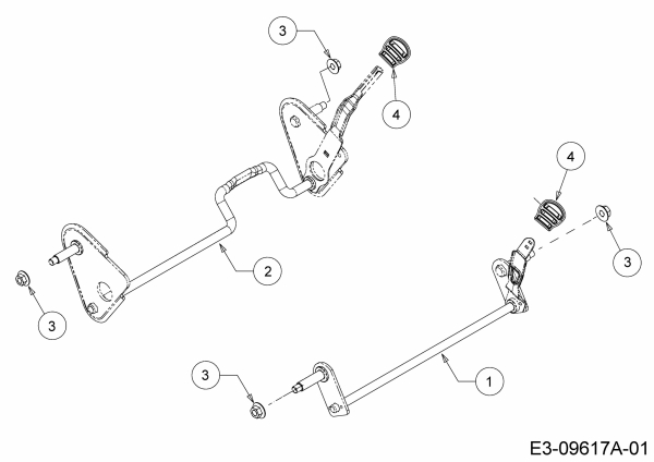 Ersatzteile MTD Benzin Rasenmäher mit Antrieb Smart 46 SPOE Typ: 12BETCS7600  (2019) Achsen, Höhenverstellung 