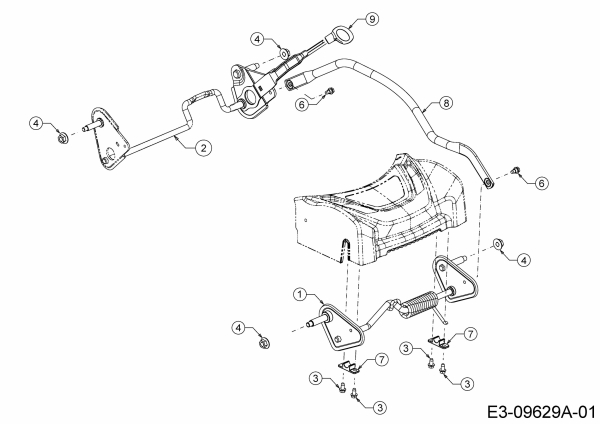 Ersatzteile MTD Benzin Rasenmäher mit Antrieb LMEX 53 K Typ: 12B-PH7D682  (2019) Achsen, Höhenverstellung 