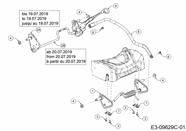 Ersatzteile MTD Benzin Rasenmäher mit Antrieb Optima 53 SPBHWIS Typ: 12DEPH7E600 (2019) Achsen, Höhenverstellung 