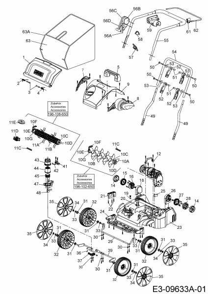 Ersatzteile WOLF-Garten Elektro Vertikutierer VA 346 E Typ: 16AFEHOAC50  (2017) Grundgerät 