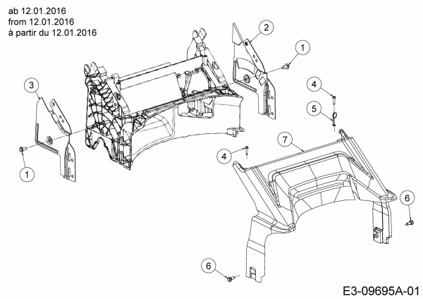 Ersatzteile WOLF-Garten Benzin Rasenmäher mit Antrieb ST 4600 AHWES Typ: 12AETRS7650  (2016) Abdeckung hinten ab 12.01.2016 