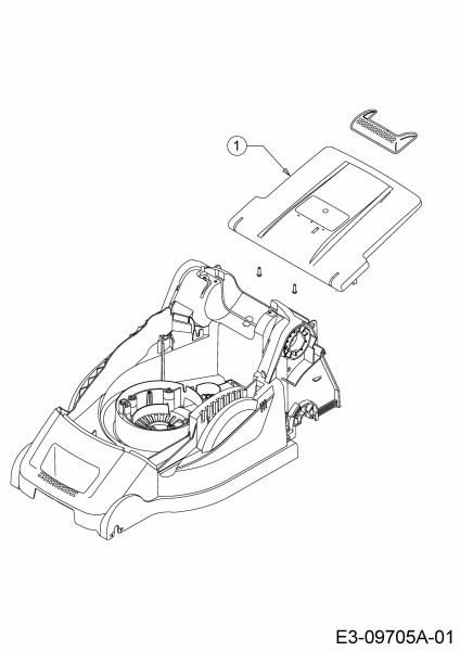 Ersatzteile WOLF-Garten Elektro Rasenmäher ohne Antrieb Blue Power 40 E Typ: 18BWH1Z1C50  (2018) Heckklappe 