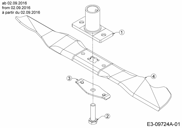 Ersatzteile MTD Benzin Rasenmäher ohne Antrieb MTD 46 Typ: 11A-J1SJ600  (2016) Messer, Messeraufnahme ab 02.09.2016 