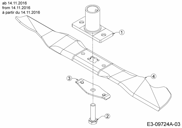 Ersatzteile MTD Benzin Rasenmäher ohne Antrieb MTD 46 Typ: 11A-J1SJ600  (2017) Messer, Messeraufnahme ab 14.11.2016 
