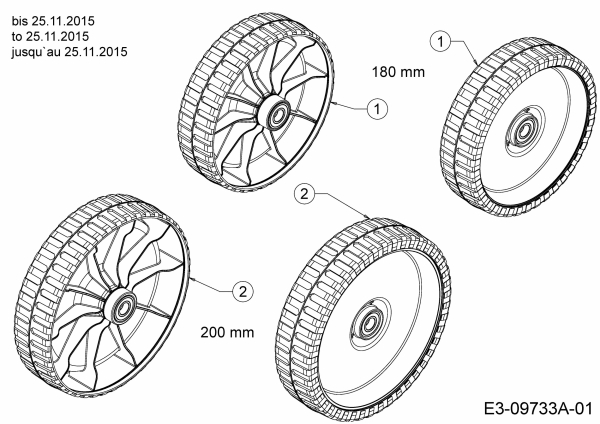 Ersatzteile Gutbrod Motormäher HB 46 B Typ: 11A-TQ5E690  (2016) Räder bis 25.11.2015