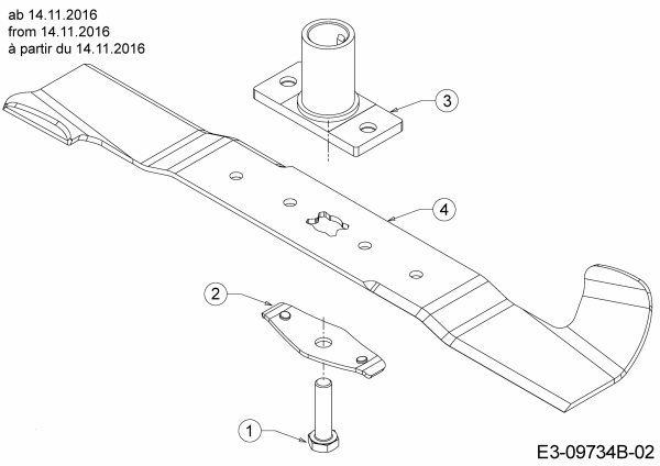 Ersatzteile WOLF-Garten Benzin Rasenmäher ohne Antrieb A 4600 Typ: 11A-TOSC650  (2017) Messer, Messeraufnahme ab 14.11.2016 