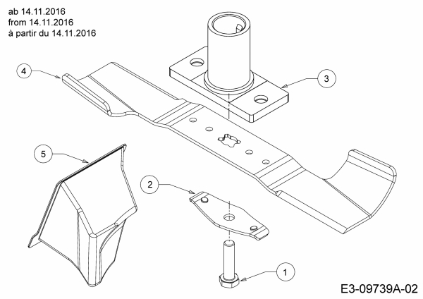 Ersatzteile Mr.Gardener Motormäher HW 42 B Typ: 11A-LL5B629  (2017) Messer, Messeraufnahme, Mulchstopfen ab 14.11.2016