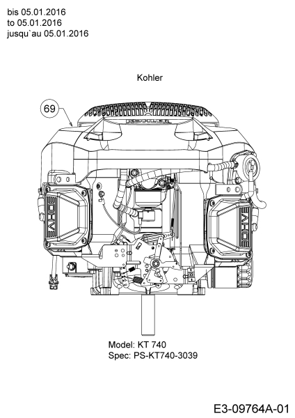 Cub Cadet Ersatzteile Zero Turn Z-Force S 60 17BSDGHD010  (2016) Motor Kohler bis 05.01.2016